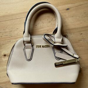 2/$30 Steve Madden Bfaith mini bag purse in mushroom tan No Crossbody Strap EUC